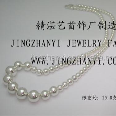 China Accept OEM customer customization 925 sterling silver round hollow round pearl necklace customization silver necklace customization size can be customized for sale