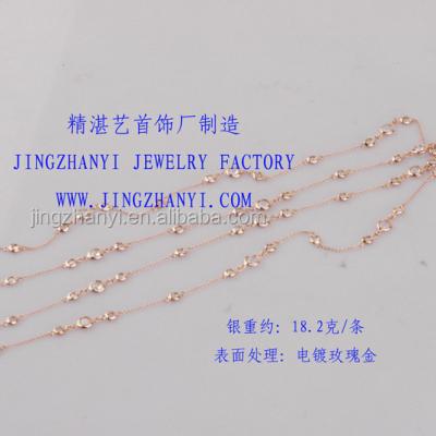 China Accept Customer OEM Customization 925 Sterling Silver Rose Gold Plated Necklace Customization Making Long Diamond Necklace Rose Gold Necklace Processing for sale