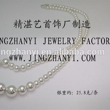 China BOHEMIA Jingzhanyi jewelry factory design and 925 sterling silver rosary ball bead necklace hollow bead necklace making for sale