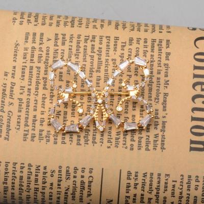 China Custom Inlay Manufacturing Accept Gold Plated Brooch Customization OEM Customer Brooch Design And Customization Diamond-Studded Butterfly Brooches for sale