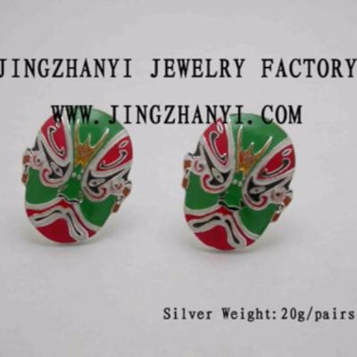 China 18K gold Jingzhanyi jewelry factory design and manufacture 925 sterling silver cufflinks Peking opera cufflinks cufflinks images best for sale