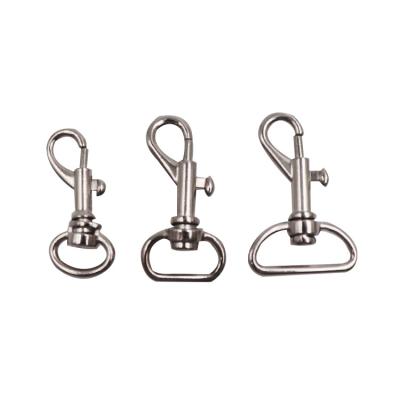 China Eco-Friendly Steel Fixed Straight Hook Spring Wire Stainless Steel Silver Small Snap Clip With Ring for sale