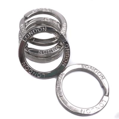 China Environmentally Friendly Custom Opening Logo Chain Round Circle Spring Silver O Rings Engraving Metal Ring for sale