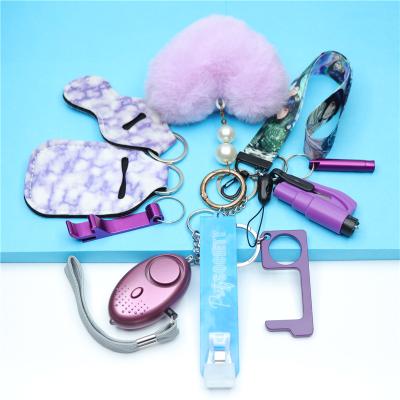 China Metal Key Chain Checked Manufacturer Aluminum And Iron Material Self Defense Wholesale Key Chain With Fur Ball for sale