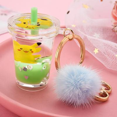 China Wholesale milk transparent acrylic material boba tea key chain manufacturer plastic checked bubble key chain for sale