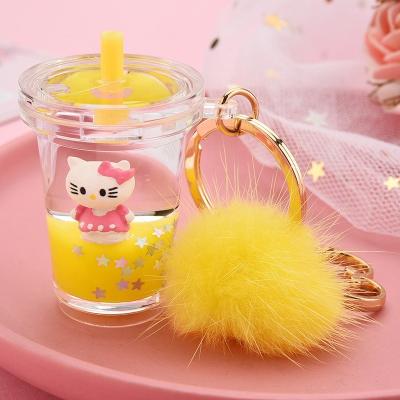 China Plastic transparent acrylic material boba key chain custom in verified key chain manufacturer for sale