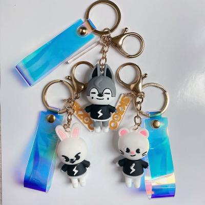 China Plastic Material Stray Kids Album PVC Kpop Skzoo Wholesale Manufacturer Key Chain for sale