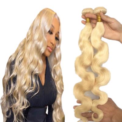 China Smooth Soft Barely Shedding 613 Bit Expensive Hair Weave Bundles With Frontal Closure Virgin Russian Blonde Hair Body Wave Extensions for sale