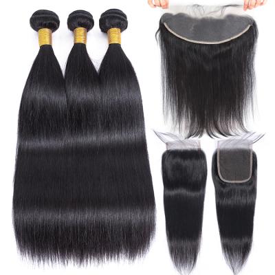 China Hair Bundles Virgin Hair Bundles Cuticle Aligned Brazilian Silky Straight Wave Hair Extensions Free Sample Hair Bundles With Closure for sale