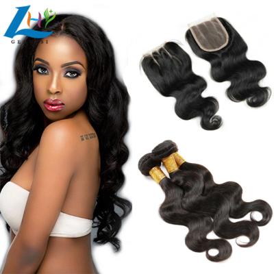 China Body Wave 4x4 Middle Part Free Part Lace Closure With Baby Hair, Brazilian Virgin Hair With Closure, Body Wave Hair Vendors for sale