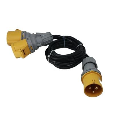 China 110V 16A 2P+E Coil Plug Extension Cable One Home Appliance Extension Cord and Two Sockets 3*1.5MM 14M for sale