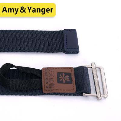 China Polyester BSCI Factory Design New Nylon Cotton Yoga Stretch Tie Up New Strong Durable Yoga Belt Buckle for sale