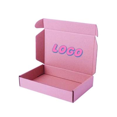 China Recyclable Custom Printed Pink Color And Logo Corrugated Clothing Shipping Mailer Box Clothing Packaging Box For Candy Box for sale