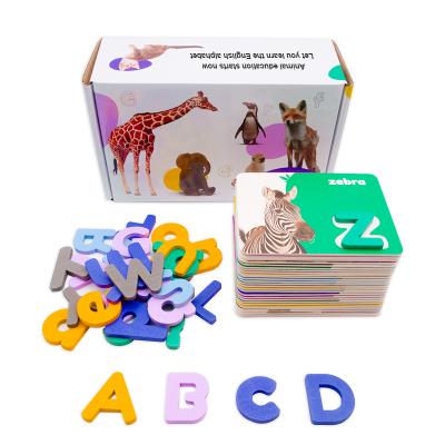 China Custom Montessori Nature ABC Alphabet Number Paper Colorful Animal Flash Cards Wooden Letter for Toddlers for sale