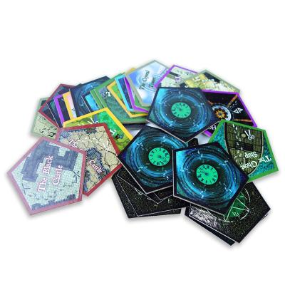 China Custom Printed SFT Special Shape Board Game Hexagon Thick Card Playing Paper Manufacturer for sale