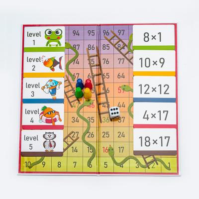 China Custom Paper Family Multiplication Math Flash Cards Educational Snakes and Ladders Board Game for Kids for sale