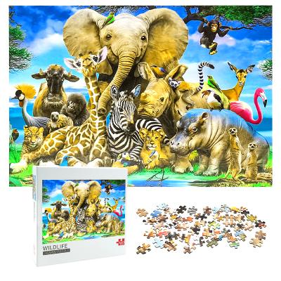 China Cartoon Toy Custom Printing 500/1000 PCS High Quality Wildlife Animal Cardboard Jigsaw Puzzles for sale