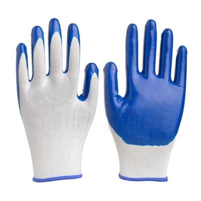 China Four Seasons 13gauge Red Polyester Shell Nitrile Coated Work Gloves Nylon Nitrile Work Gloves for sale