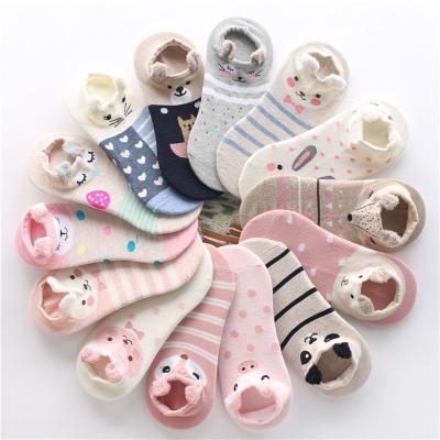 China Women Funny Cute Sporty Cartoon Anti Skid Invisible Socks Women Soft Ankle Cotton Socks For Girls for sale