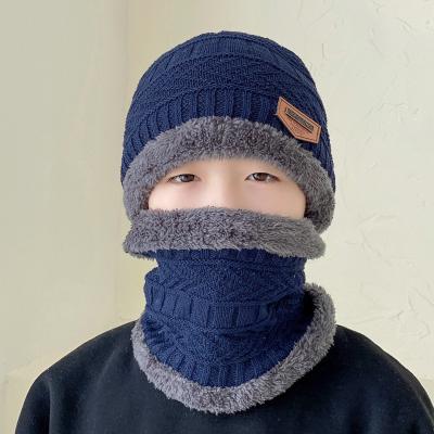 China Ski Hat Men Warm Hats JOINT Neck Wool Winter Kitted Warm Hat Set For Kids for sale