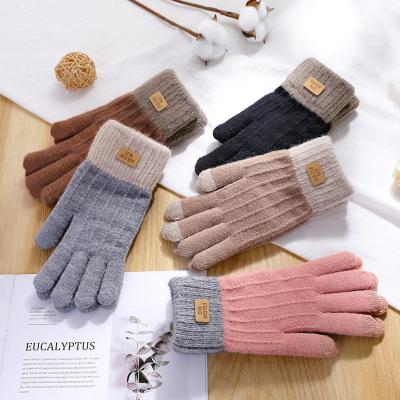 China Wholesale Plain Winter Jacquard Touch Screen Men's and Women's Knitted Warm Outdoor Ski Riding Gloves for sale