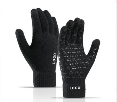 China Plain Acrylic Jacquard Knitted Warm Men And Women Outdoor Skiing Driving Touch Screen Winter Cycling Gloves for sale