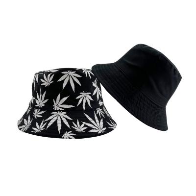 China New Fashion Unisex Designer Character Maple Leaf Printed Reversible Fisherman Caps Logo Custom Printed Bucket Hats for sale