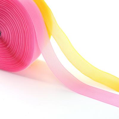 China Durable Colored Elastic Reversible Satin Ribbon Hook And Loop Nylon Polyester for sale