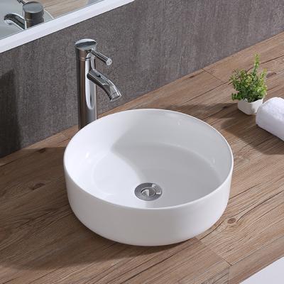 China Factory Sales White Ceramic Bathroom Sink Art Basin Round Countertop Wash Basin Easy To Clean for sale