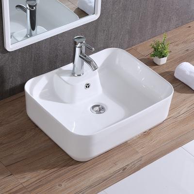 China Easy To Clean Unique Designed Rectangular Modern Bathroom Wash Basin Sink Ceramic Sink for sale