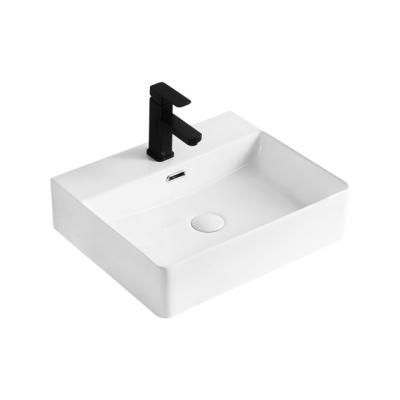 China Hot Popular Modern Bathroom Sink Rectangle Lavabo Countertop Basin Easy Clean White Ceramic Sink for sale