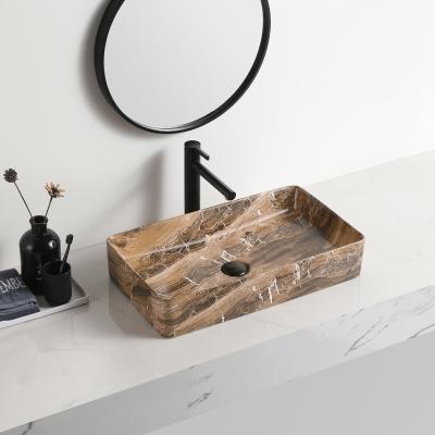 China Colorful Art Easy Clean Ceramic Basin Countertop Hand Wash Cabinet Basin Vessel Bathroom Sink Lavabo De Lavabo De Sobre Encimera Marble for sale