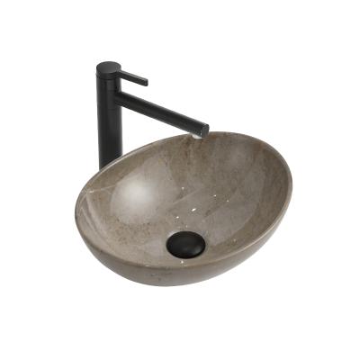 China Modern Unique Handcrafted Marble Vessel Sink Basin Countertop Design Black Brown Brown Vessel Sink for sale