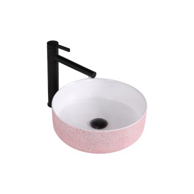 China Easy To Clean OEM ODM Round Mat Banyo Seramik Lavatory Vessel Sink For Hotel Bathroom Sink 4star Matte Pink Ceramic Countertop Sinks for sale