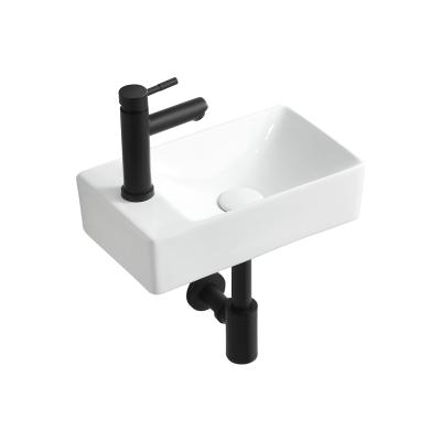 China Small Noble Ceramic Bathroom Ware Rectangle Sanitary Sinks Small Wall Hung Sink Wash Basin for sale