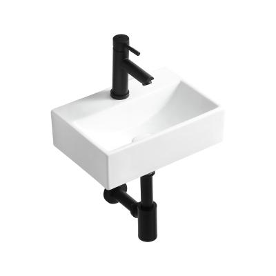 China Qualified Ceramic Wall Mounted Rectangle Bathroom Small Basin Wash Basin Small Sink for sale