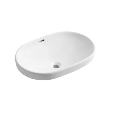 China Smooth Surface White Rectangular Ceramic Wash Basin Sink Bathroom Vanity Above Counter Basin Cabinet for sale