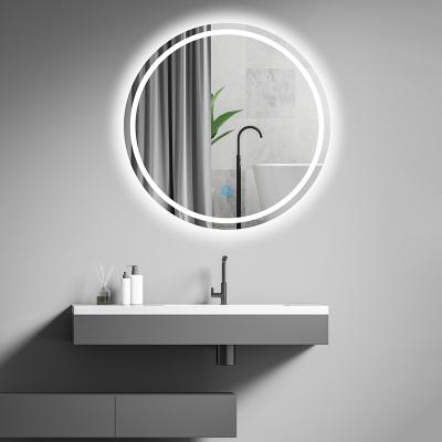 China High definition magnifying spiegel led round wall mirror custom silver bathroom mirror with led light bath mirrors for sale