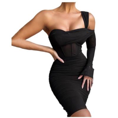 China Anti-wrinkle new arrivals sexy mini dress women hollow out bodycorn dresses women for sale