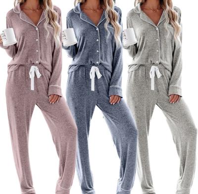 China Hot Sale QUICK DRY Bamboo Fiber Comfortable Women's Pajamas Sets 2 Pieces European Style Pajamas For Ladies Girls Girls Sleepwear Wholesale Custom for sale