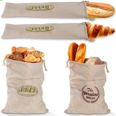 China Recyclable 4 Pieces Set Custom Canvas Bread Bag Reusable Cotton Bag Drawstring Bag Mouth Bread Bag for sale