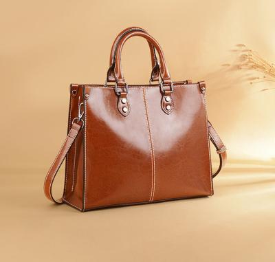 China Eco-Friendly Genuine Leather Fashion Handbag For Women Shoulder Bag Top Handle Tote Bag for sale