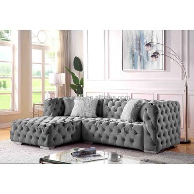 China Chainiti Sofa Factory Velvet Living Room Tufted Chesterfield Sectional Sofa Set MS2086C for sale