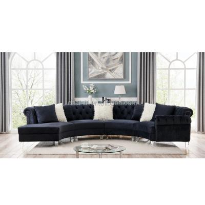 China New Design Modern Bow Rose Velvet Upholstery Fabric Sofa Tufted Living Room Sectional Home Furniture for sale