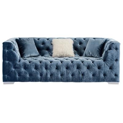 China Home Modern Blue Velvet Tufted Couch Living Room Luxury Chesterfield Sofa for sale