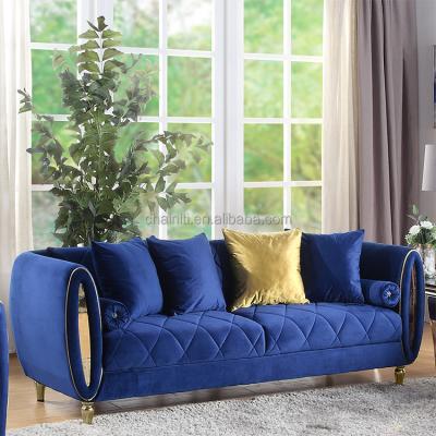 China Other Chainiti Factory Home Living Room Furniture Navy Blue Color With Gold Stainless Steel for sale