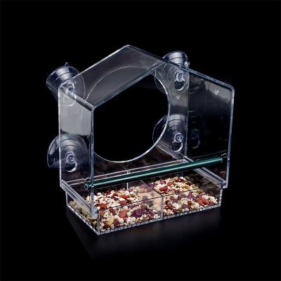 China Viable Most Popular Outdoor Bird Craft Box Pet Plexiglass Hanging Clear Bird Feeder for sale