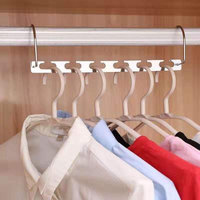 China Sustainable Fashion 6-Hole Multifunctional Metal Foldable Clothes Cascading Space Saving Wonder Hanger for sale