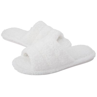 China Cushioning Custom Spa Guest Comfortable White Open Toe Bathroom Soft Slippers For Hotel Disposable for sale