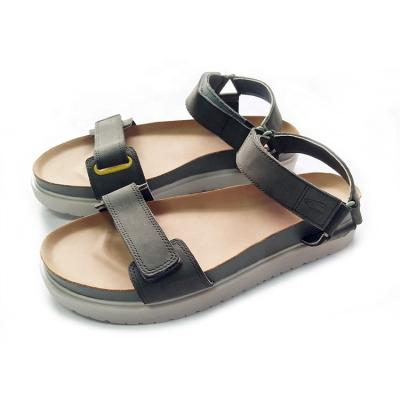 China Wholesale Good Quality Deodorization Men's Buckle Straps Leather Cork Sole Sandals With Cow Foot Bed for sale